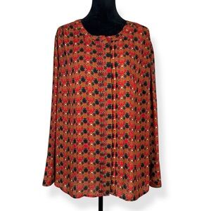 The Limited Collection Top Womens 2X Orange Red Long Sleeve Button Down‎ Blouse